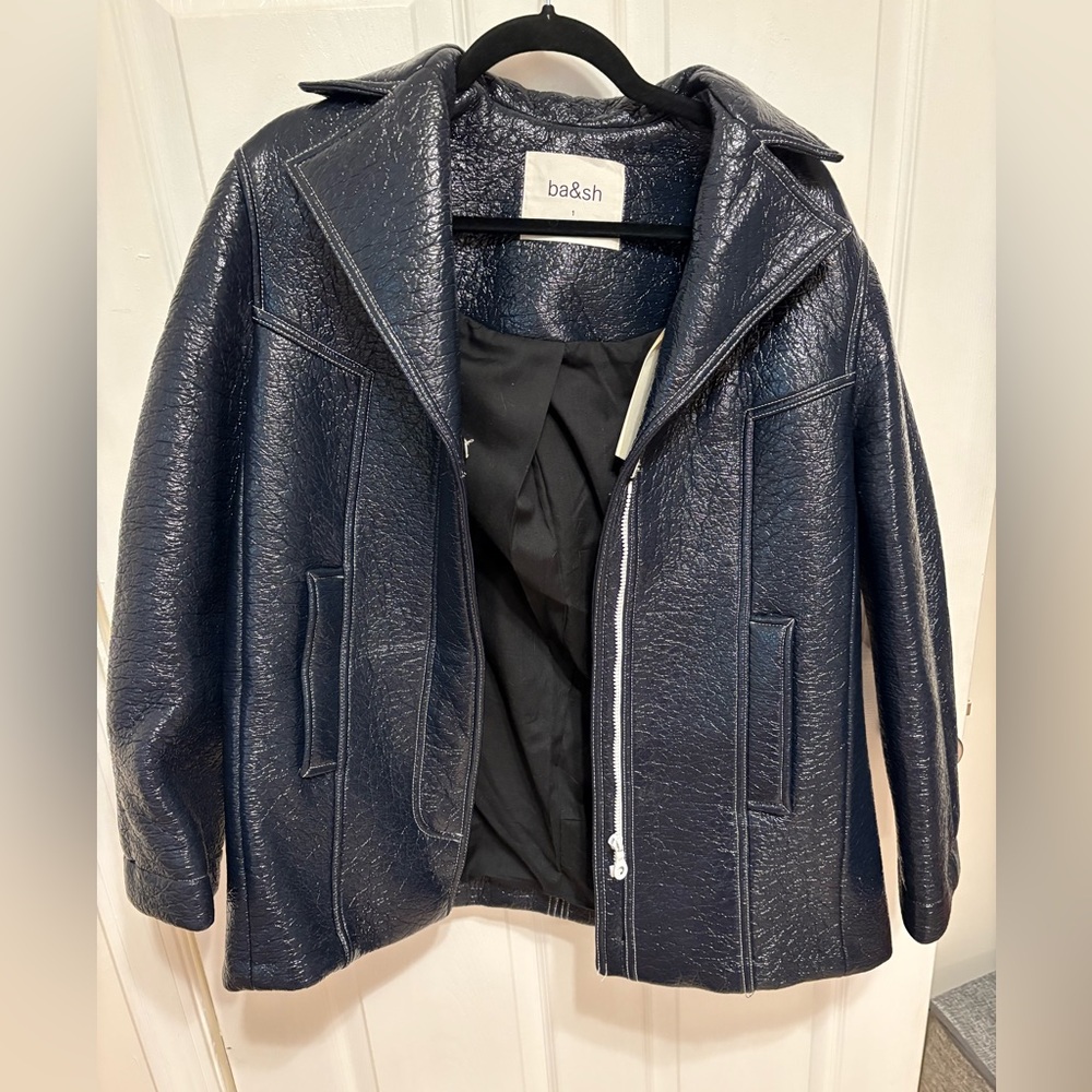 Navy patent jacket by BASH